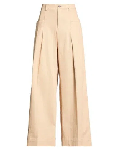 White Sand Woman Pants Sand Size 6 Cotton, Elastane In Neutral