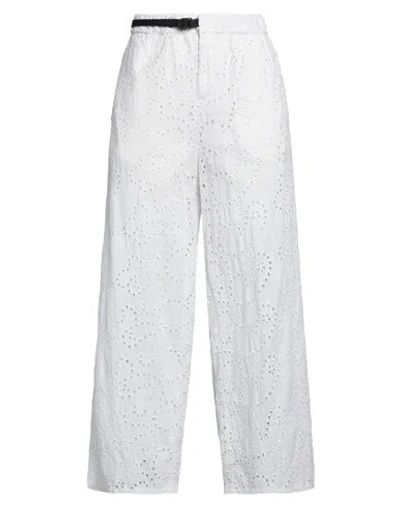 White Sand Woman Pants White Size 10 Cotton