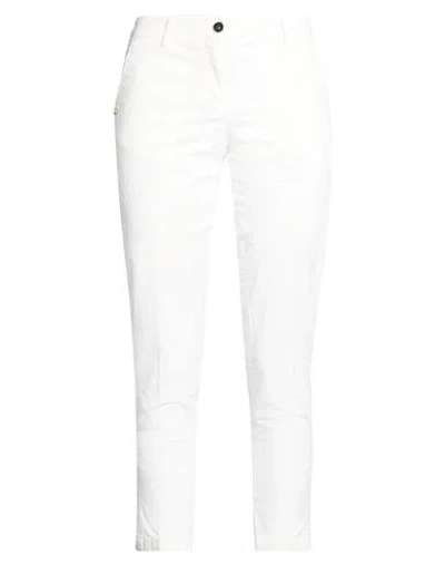 White Sand Woman Pants White Size 4 Cotton, Elastane