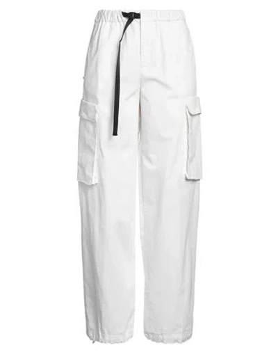 White Sand Woman Pants White Size 6 Cotton, Elastane