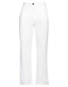 White Sand Woman Pants White Size 6 Linen, Cotton, Elastane