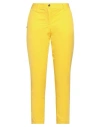 White Sand Woman Pants Yellow Size 2 Cotton, Lycra