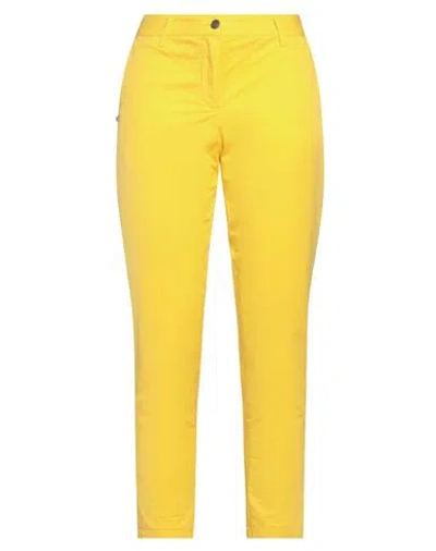 White Sand Woman Pants Yellow Size 2 Cotton, Lycra