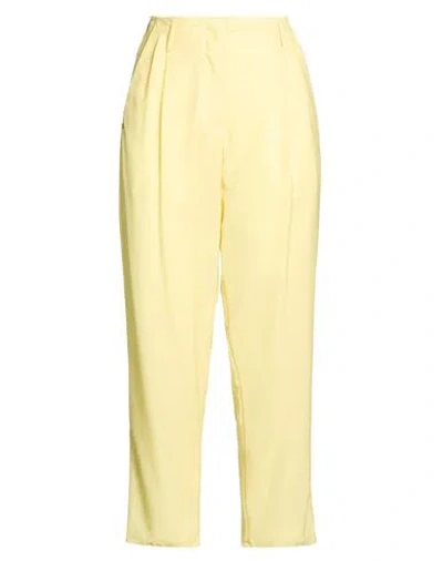White Sand Woman Pants Yellow Size 6 Virgin Wool