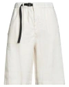 White Sand Woman Shorts & Bermuda Shorts Ivory Size 8 Linen, Cotton, Elastane