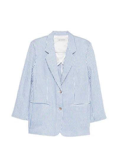 White Sand Women's Linen Blend Single-breasted Jacket In Light Blue