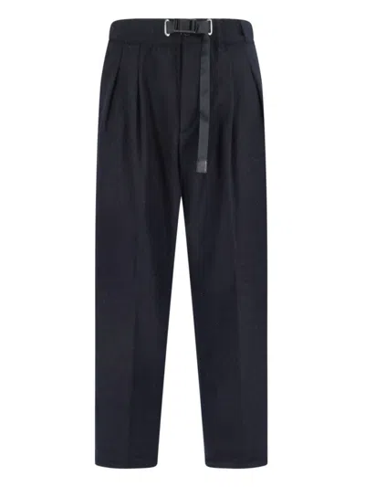 WHITE SAND WOOL-BLEND PANTS - NAVY