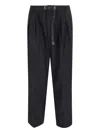 White Sand Buckle Pleated Trousers In Black