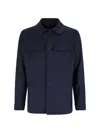 White Sand Wool Blend Overshirt In Blue
