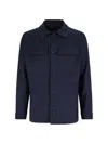White Sand Wool Blend Shirt In Blue