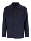 White Sand Wool Blend Overshirt In Blue