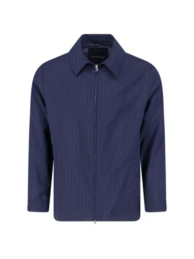 White Sand Wool-blend Zip-up Jacket In Blue