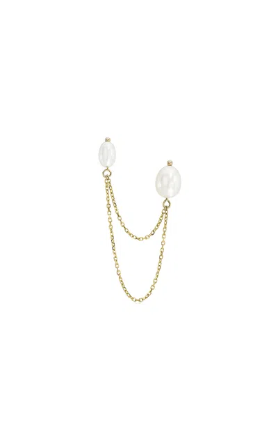 White/space Bella 14k Yellow Gold Pearl Single Earring In White