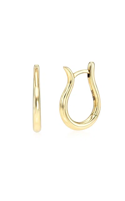 White/space Luna 14k Yellow Gold Huggie Hoop Earrings