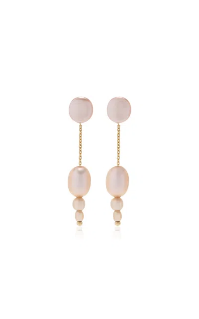White/space Petite Palazzo 14k Yellow Gold Pearl Earrings In Pink