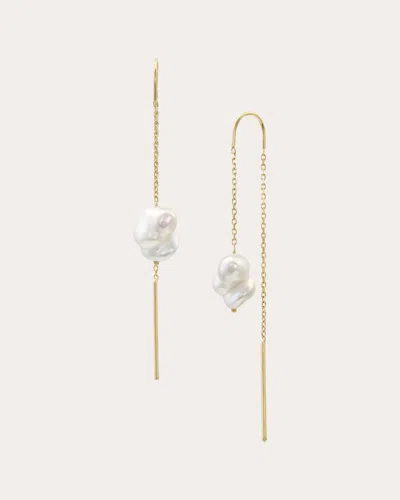 White/space Women's Baby Baroque Pearl Threader Earrings In White