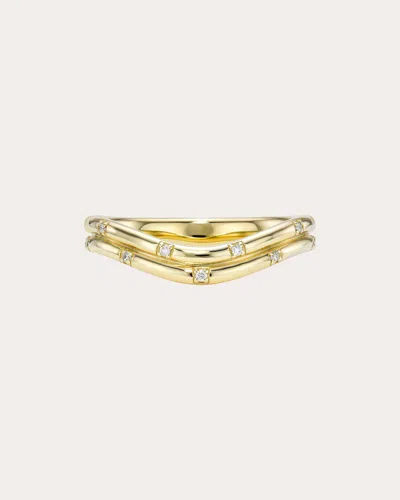 White/space Women's Checkerboard Double Ellipse Band Ring In Gold