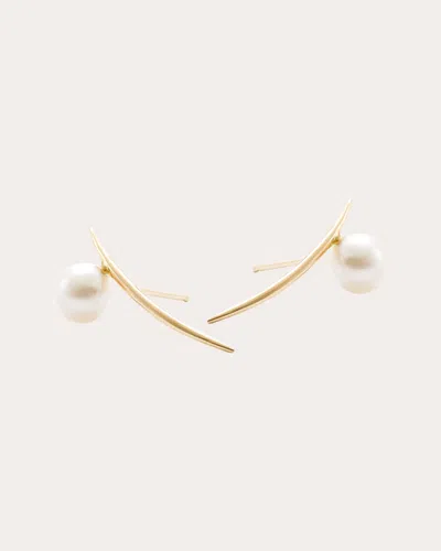 White/space Women's Pearl Arc Stud Earrings In White