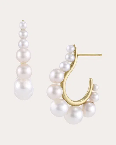 White/space Women's Pearl Cascade Hoop Earrings In White