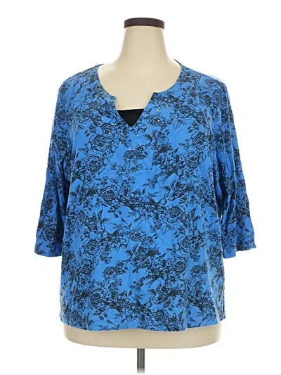Pre-owned White Stag 3/4 Sleeve Blouse In Blue