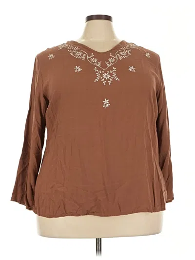 Pre-owned White Stag 3/4 Sleeve Blouse In Brown