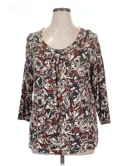 Pre-owned White Stag 3/4 Sleeve Blouse In Brown