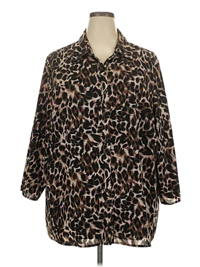 Pre-owned White Stag 3/4 Sleeve Blouse In Brown