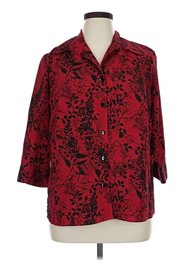 Pre-owned White Stag 3/4 Sleeve Blouse In Burgundy