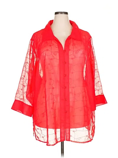 Pre-owned White Stag 3/4 Sleeve Blouse In Red