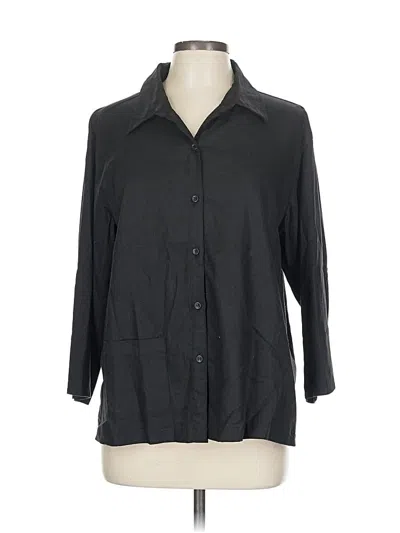 Pre-owned White Stag 3/4 Sleeve Button Down Shirt In Black