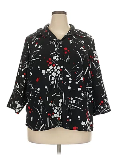 Pre-owned White Stag 3/4 Sleeve Button Down Shirt In Black