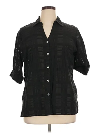 Pre-owned White Stag 3/4 Sleeve Button Down Shirt In Black