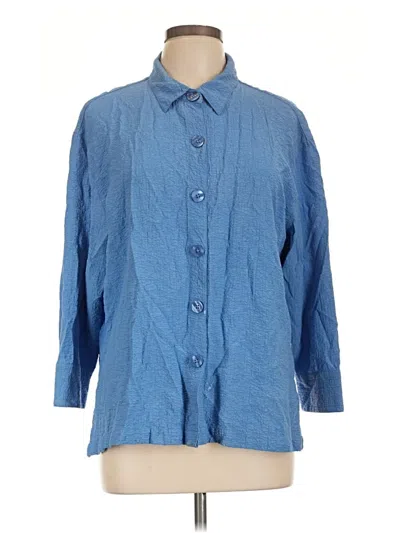 Pre-owned White Stag 3/4 Sleeve Button Down Shirt In Blue
