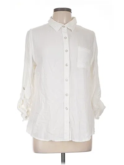 Pre-owned White Stag 3/4 Sleeve Button Down Shirt In Ivory