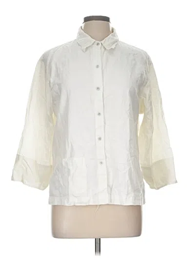 Pre-owned White Stag 3/4 Sleeve Button Down Shirt In Ivory