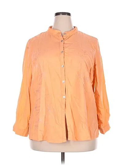 Pre-owned White Stag 3/4 Sleeve Button Down Shirt In Orange