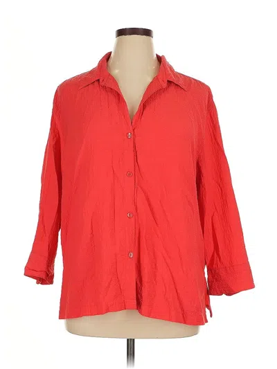 Pre-owned White Stag 3/4 Sleeve Button Down Shirt In Red