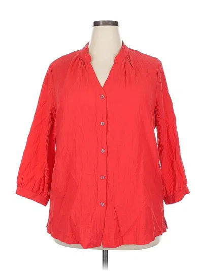 Pre-owned White Stag 3/4 Sleeve Button Down Shirt In Red