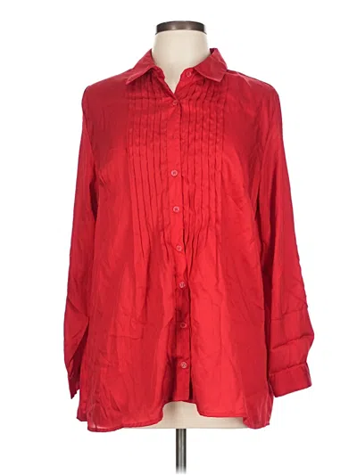 Pre-owned White Stag 3/4 Sleeve Button Down Shirt In Red