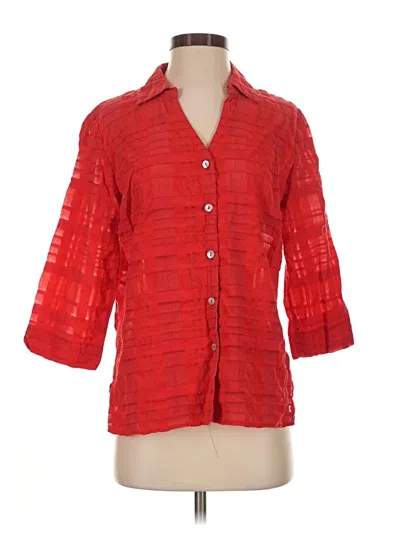 Pre-owned White Stag 3/4 Sleeve Button Down Shirt In Red