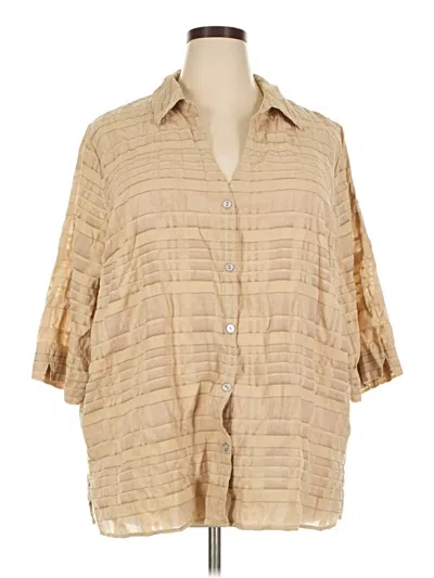 Pre-owned White Stag 3/4 Sleeve Button Down Shirt In Tan