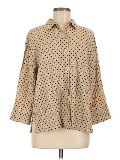 Pre-owned White Stag 3/4 Sleeve Button Down Shirt In Tan