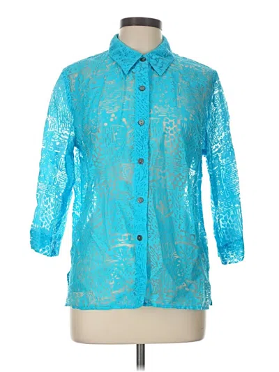 Pre-owned White Stag 3/4 Sleeve Button Down Shirt In Teal