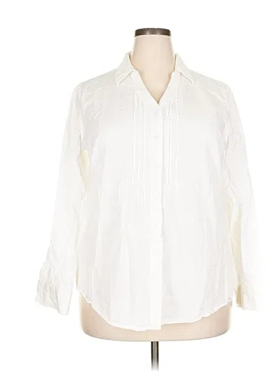Pre-owned White Stag 3/4 Sleeve Button Down Shirt In White