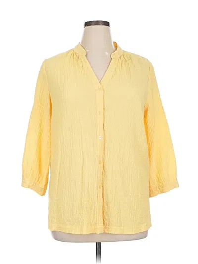 Pre-owned White Stag 3/4 Sleeve Button Down Shirt In Yellow