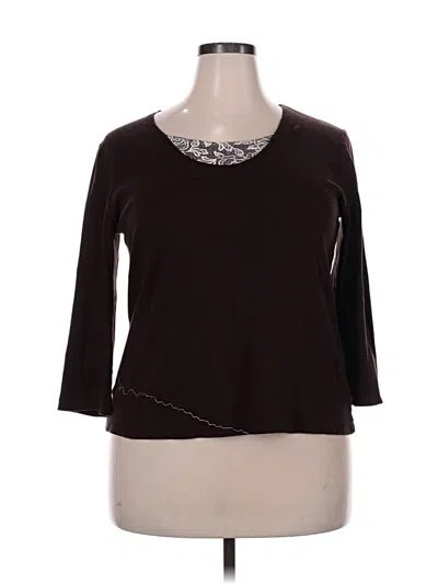 Pre-owned White Stag 3/4 Sleeve Top Brown Scoop Neck Tops