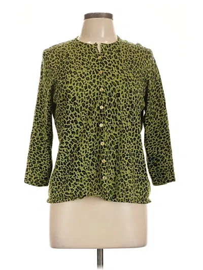 Pre-owned White Stag Cardigan Sweater In Green