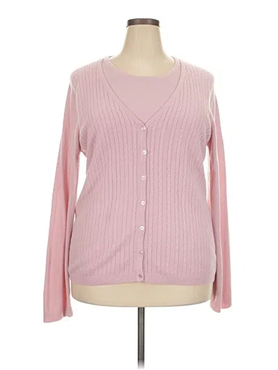 Pre-owned White Stag Cardigan Sweater In Pink