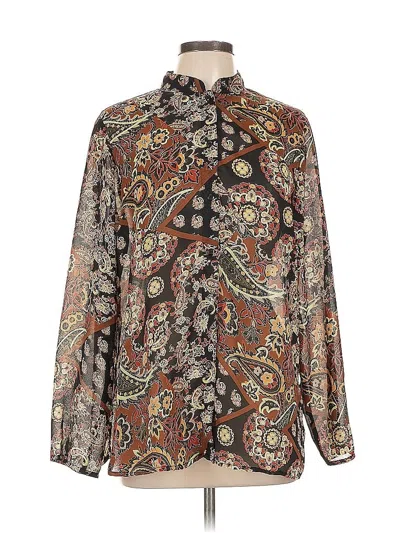 Pre-owned White Stag Long Sleeve Blouse In Brown