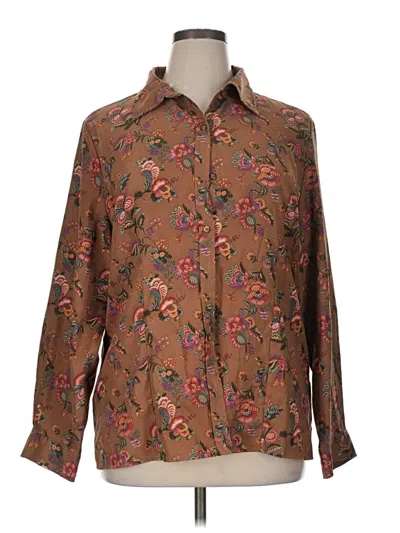 Pre-owned White Stag Long Sleeve Blouse In Brown